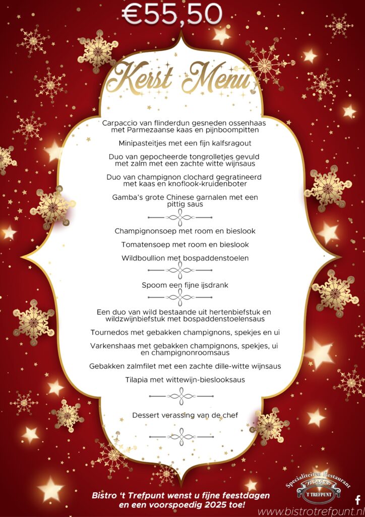 Kerstmenu 2024 Bistro t Trefpunt